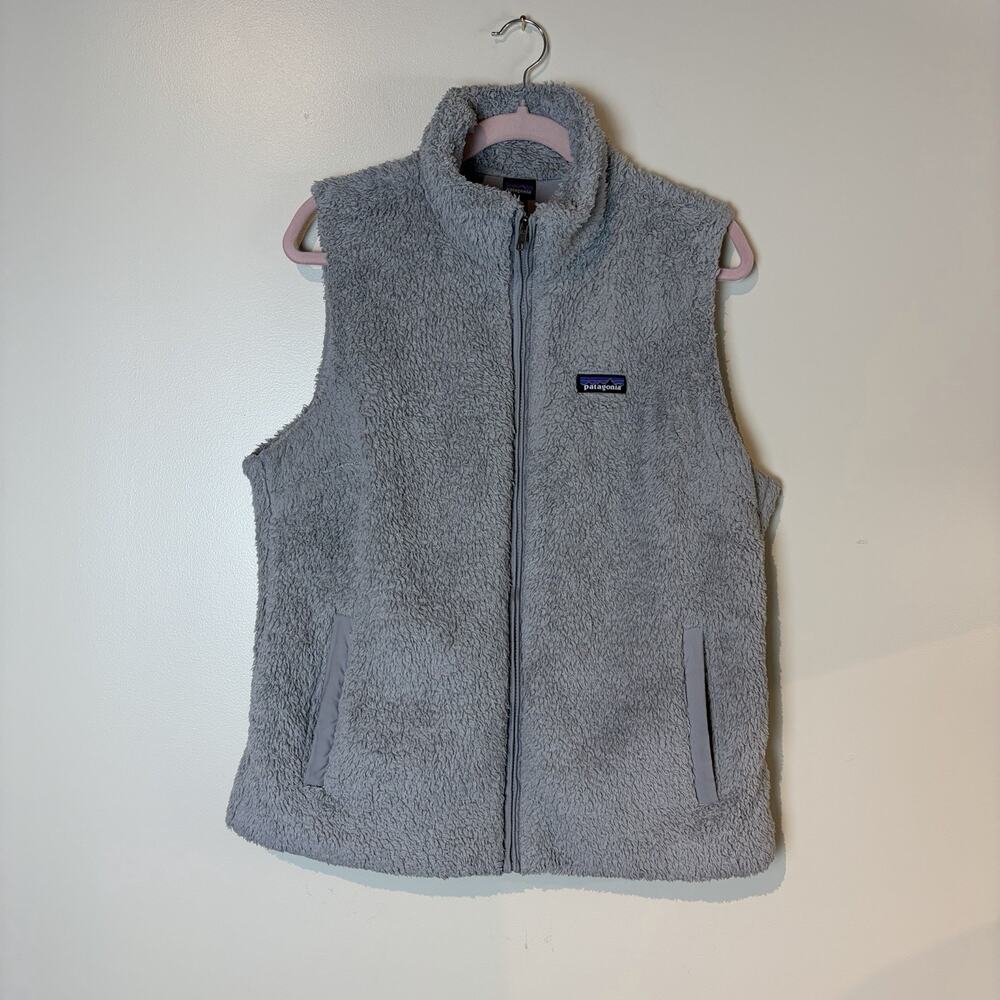 Patagonia Vest Jacket Women XL Gray Sherpa Fleece Outdoor Hiking Camp Gorp Core